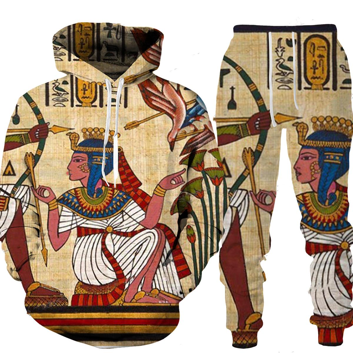 Весна-Осень Древний Египет Глаз Гора Бога 3D принт мужская толстовка и брюки комплект — фото 4
