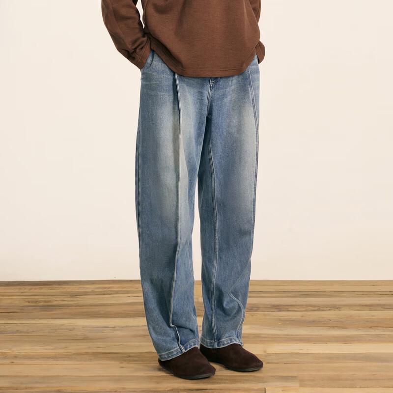 CROQUIS Men's Loose Fit Curved Blade Denim Jeans