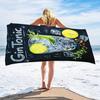 1pc Gin Tonic Cocktail Print Beach Towel - Ultra-Soft Quick-Dry Microfiber with Ice Cubes, Lime Slices & Mint Leaves Design