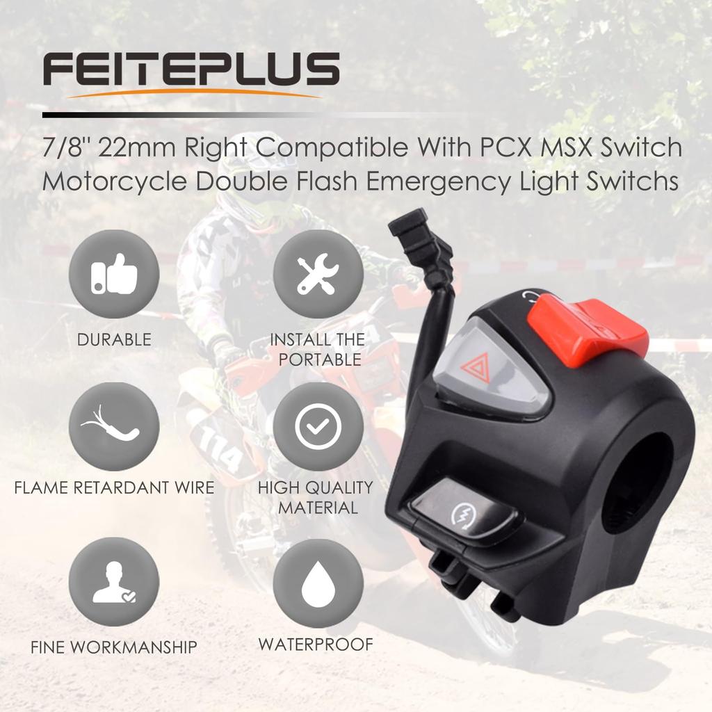 Motorcycle 22mm Steering Wheel Switch with Start/End Headlight/Warning Light Switch