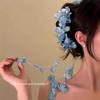 Super Fairy Beautiful Temperament Pink Blue Butterfly Flower Beaded Fringed Hairpin Female Gentle Atmosphere Grab Clip Hair Accessories