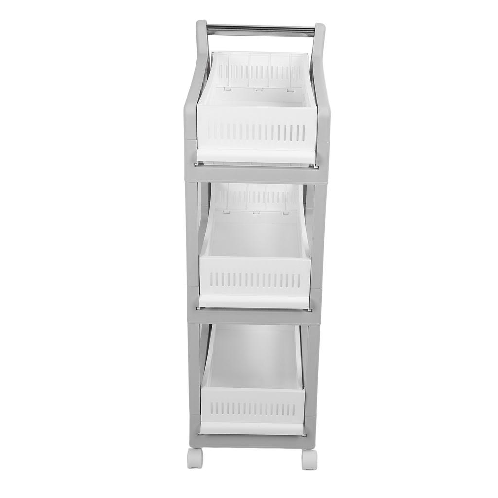 Storage Trolley Sliding Drawers Rolling Utility Cart with Universal Wheel for Kitchen Bathroom Bedroom 3 Layers