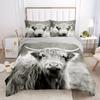 2/3PCS Highland Cow King Size Bedding Set Digital Print Duvet Cover with Pillowcase Fashion Field Style Home Decor for Bedroo