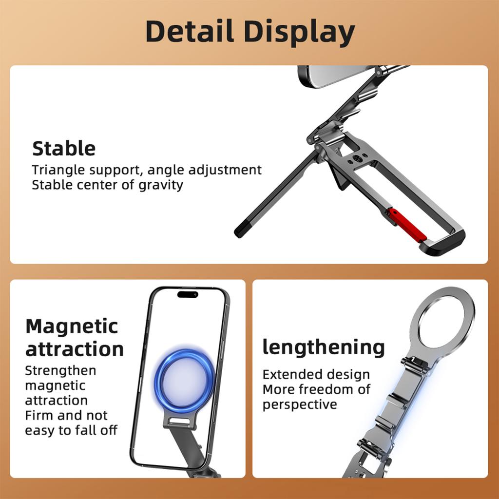 Magnetic Phone Tripod Stand Foldable Portable Magnetic Phone Holder Adjustable Phone Mount for Magsafe