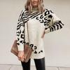 Fashion Women's Turtleneck Sweater Leopard Pattern Long Sweaters Blouse