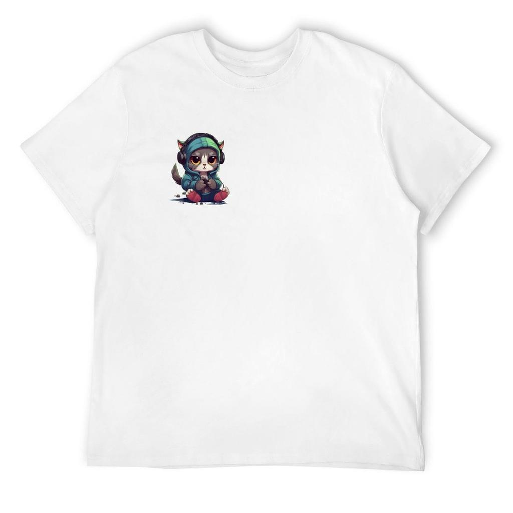 Gamer cat T-Shirt korean fashion sports fans t shirt men cotton