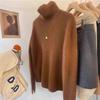 2025 Women's High Neck Wool Cashmere Sweater - Autumn/Winter Loose Fit with Split Sleeves