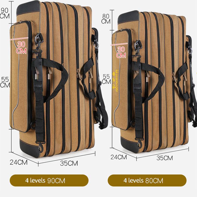SCIONE Canvas Thick Fishing Gear Bag Large-capacity Waterproof Fishing Bag Multifunctional Sea Pole Bag