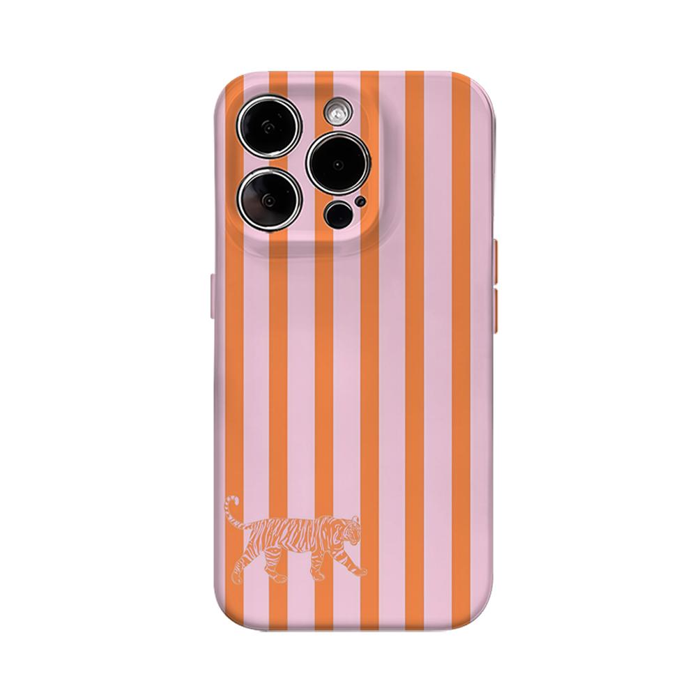 

Pink-orange Striped Tiger Phone Case for IPhone 16 15 14 13 12 11 X XS XR XSMAX 7 8 Pro Max Plus Double-layer Back Cover IPHONEXSMAX