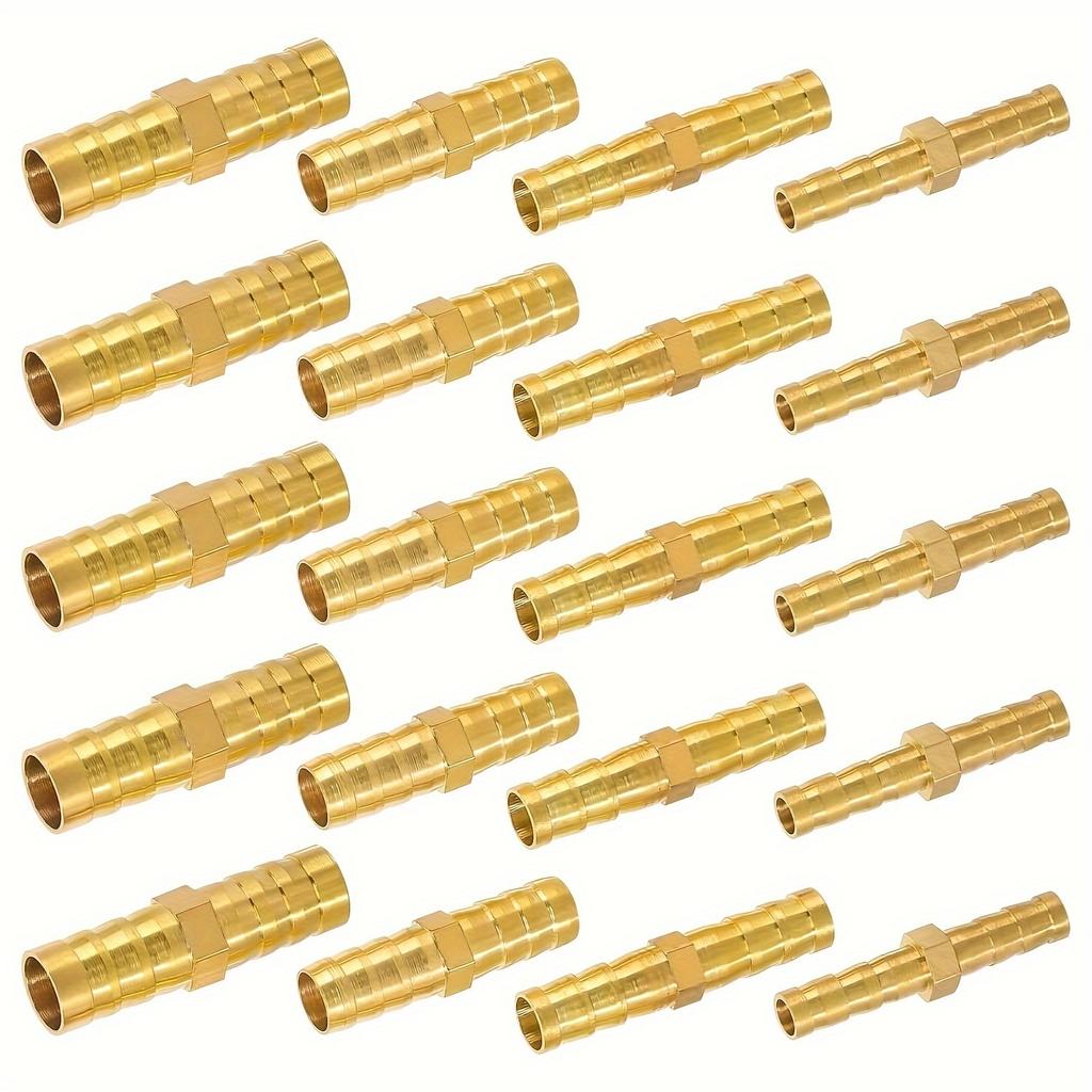 20Pcs Brass Hose Connector, Universal Barb Adapter for Air/Water/Fuel/YouTube Cable - Leak Proof, European and American Thread S