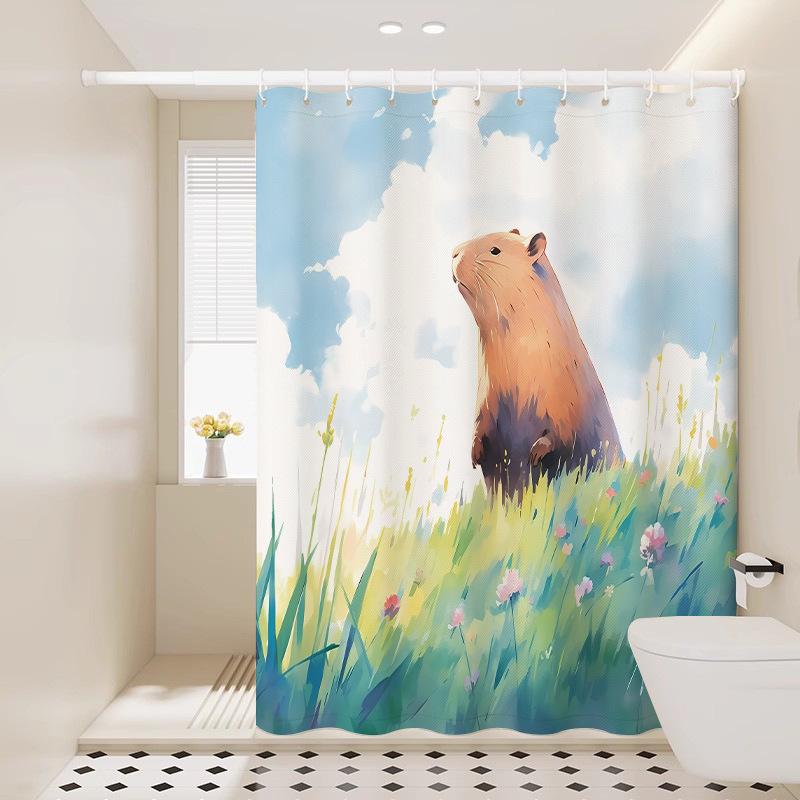 Badezimmer Duschvorhang, Badezimmer Wasserdichtes Verdicktes Tuch, Ohne Stanzen, Schimmelresistent Duschabtrennung Duschvorhang