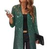New Women's Elegant Shiny Mesh 3/4 Sleeve Open Cardigan, Fashion Casual Spring Summer Top for Women, European American Style