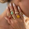 SHIXIN Vintage 8Pcs/set Colorful Acrylic Resin Finger Ring Women HipHop Punk Gold Color Geometric Stackable Knuckle Ring Jewelry