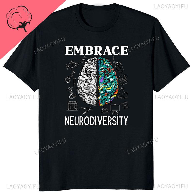 Funny Neurodiversity Brain Autism Awareness ASD ADHD Unisex Unisex TShirt Cotton Graphic Tee Y2k Top Lovely Gifts Short Sleeve