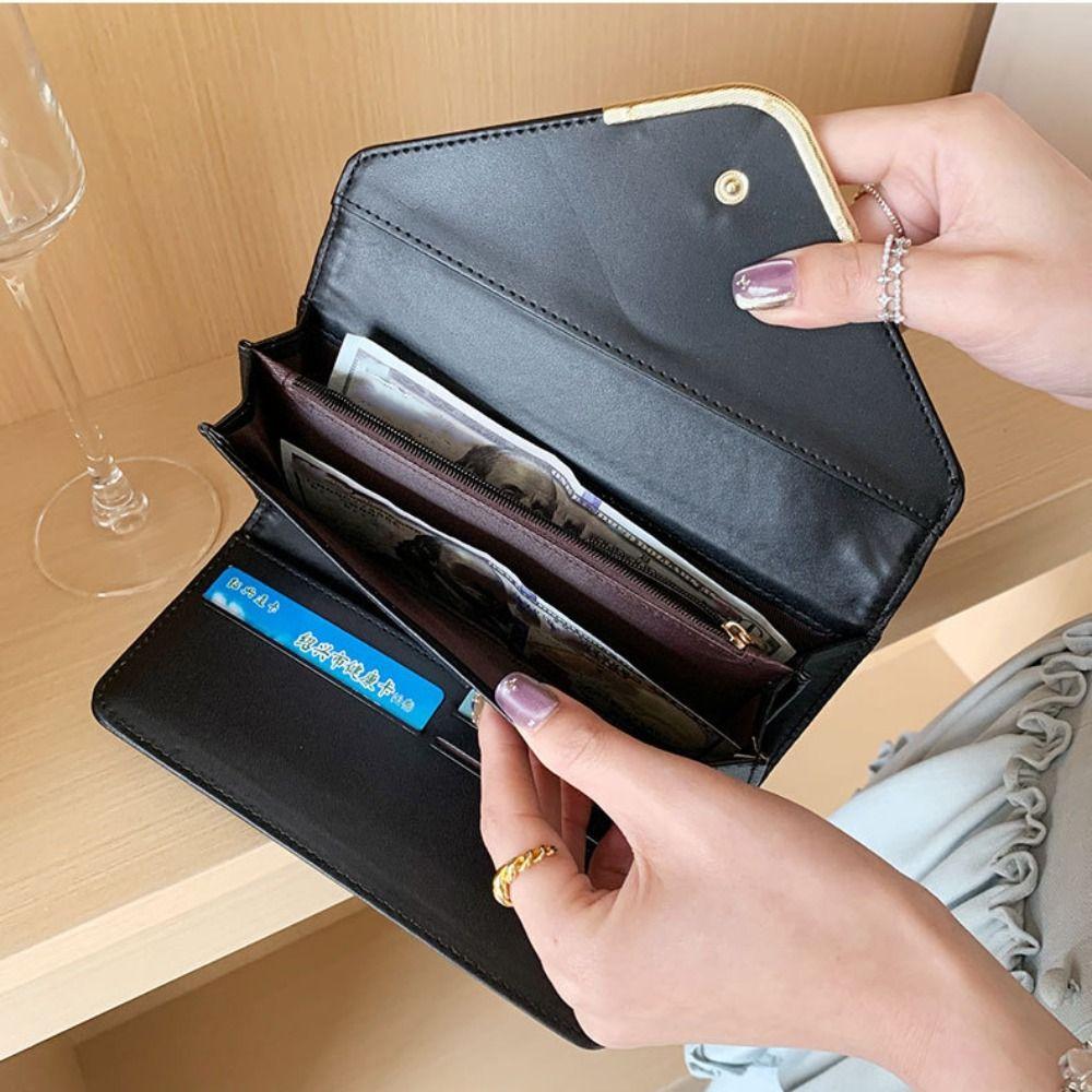 Portable Women Long Wallet Multiple Card Card Pouch Multiple Cards Purse Classic Korean Style PU Handheld Bag Shopping