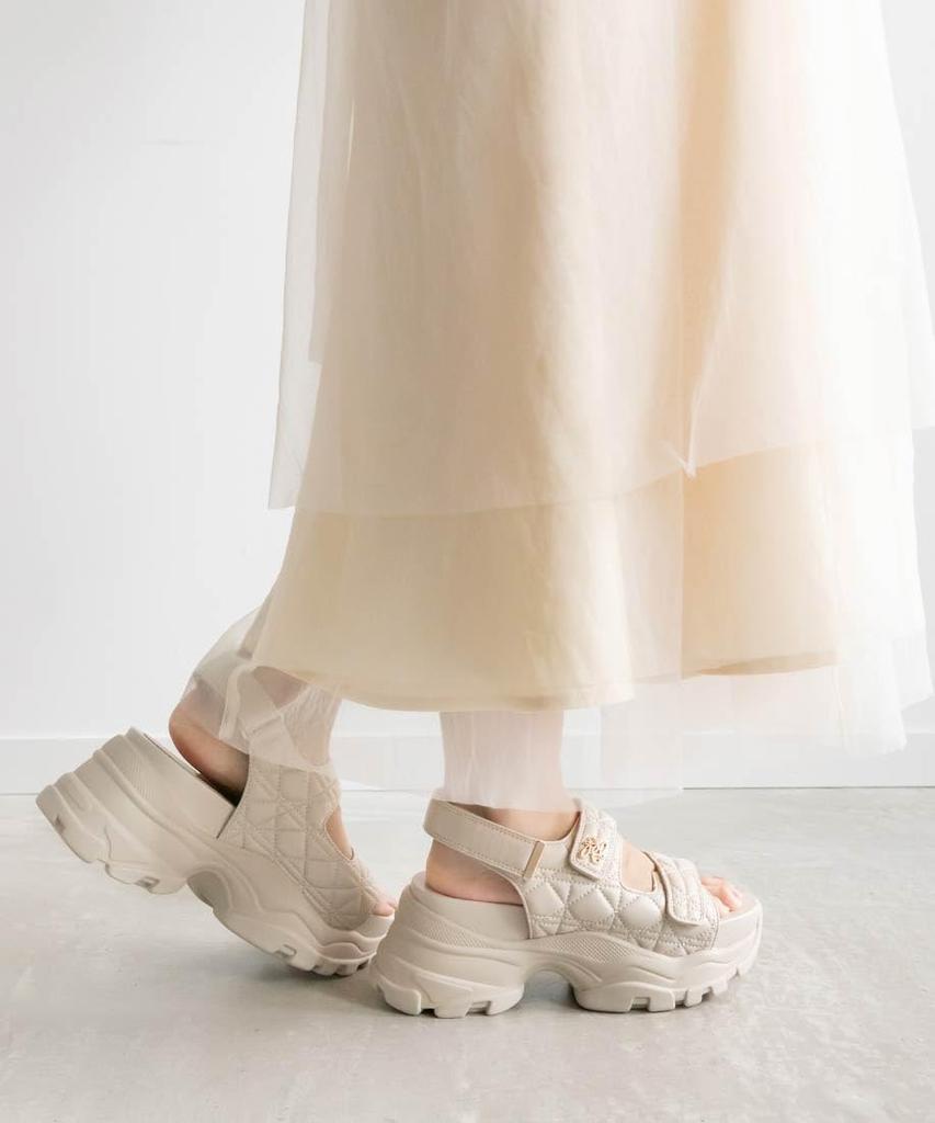 Randa Monogram Quilted Sport Sandals, Women's, Off-White, Size 23.5cm, ER33281