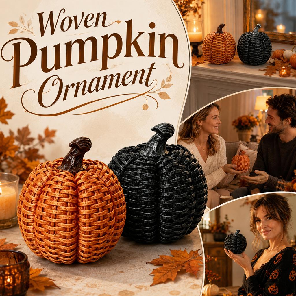 Halloween Faux Wicker Resin Pumpkin Decoration for Tabletop Fireplace Mantel Seasonal Home Accent Indoor Outdoor Display