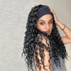Long Water Wave Headband Wigs for Black Women Heat Resistant Natural Black Synthetic Hair Wigs With Headband Fake Hair