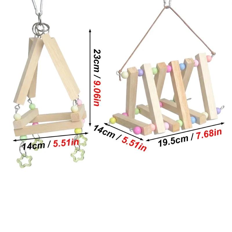 1PC Wood Parrot Swing Toy Hanging Climbing Ladder Bird Perch Stand Blocks Chew Toys For Budgie Cockatiel Conure Cage Accessories