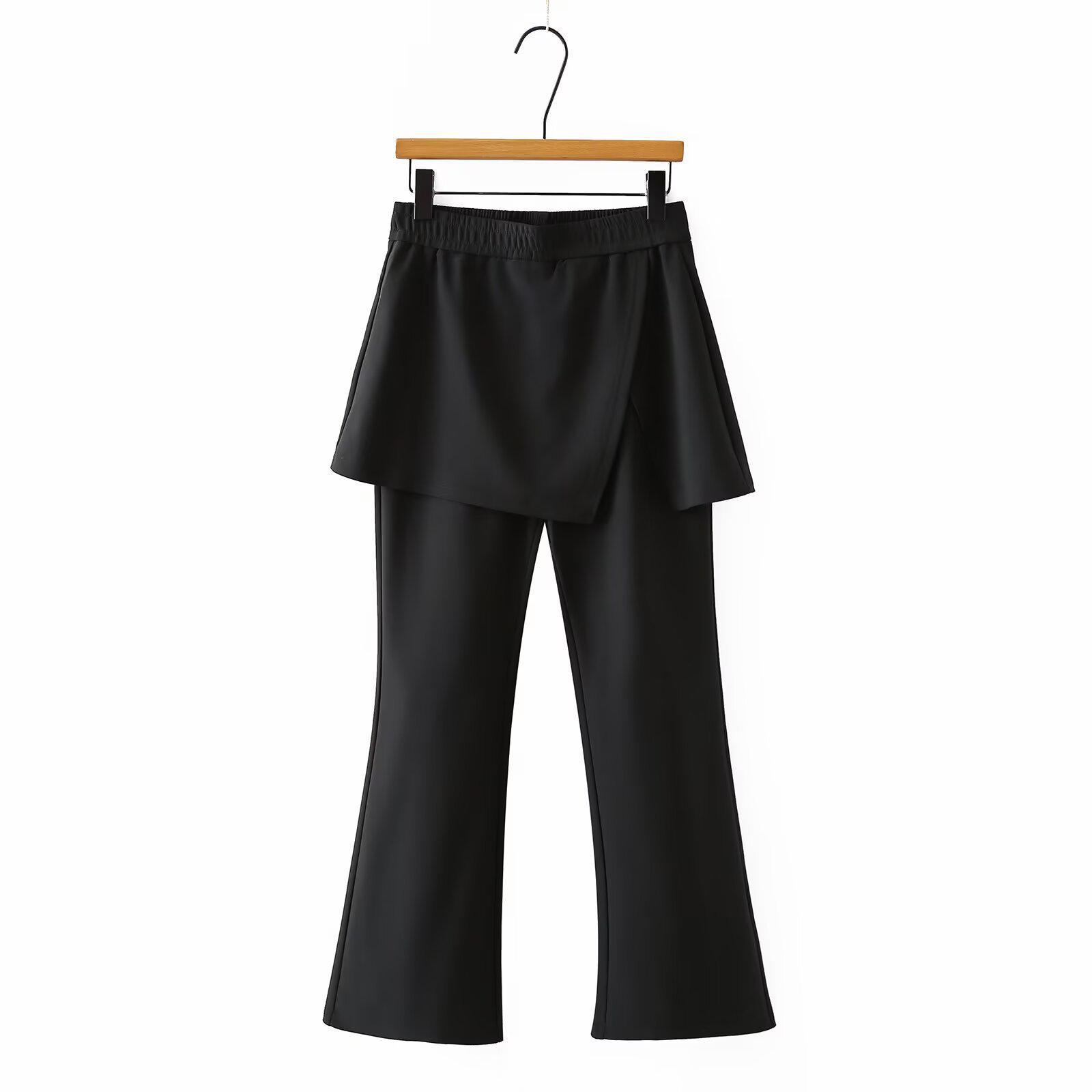 

2025 Autumn Winter Plus Size High Waist Fleece-Lined Skirt-Pants for Women - Black, Slimming and Butt-Covering XL чорний
