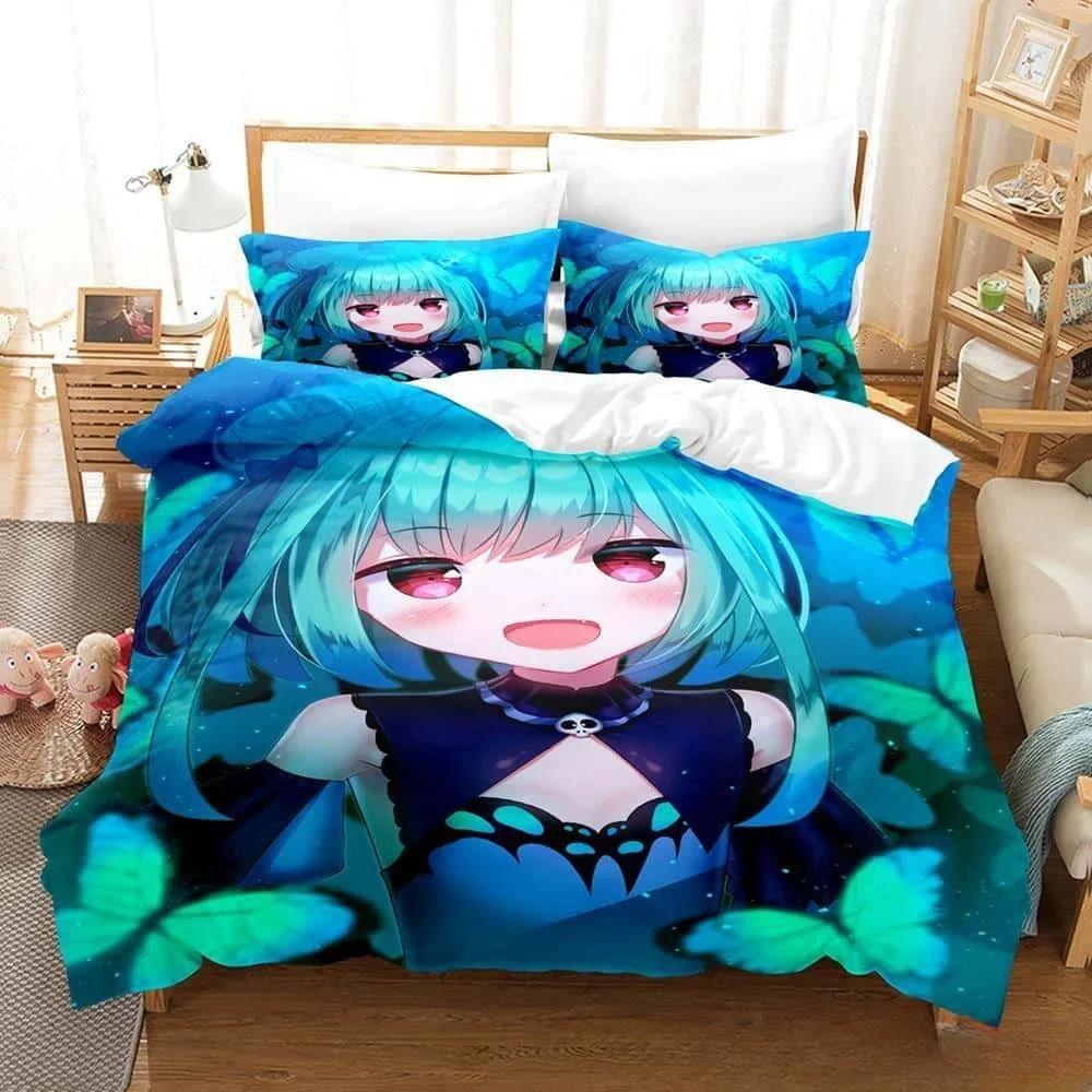 3d Cartoons Vtuber Hololive Uruha Rushia Bedding Set Single Twin Full Queen King Size Bed Set Adult Kid Bedroom Duvet Cover Sets