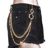 Trouser Chain Double Layer Metal Alloy Pants Chain with Spiked Ring Snap-On Lobster Clasp Punk Hip-Hop Style Pants Accessory