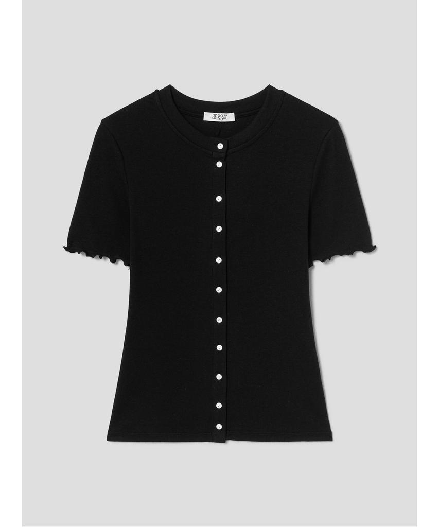 Anggae Jersey Short Sleeve Cardigan Black