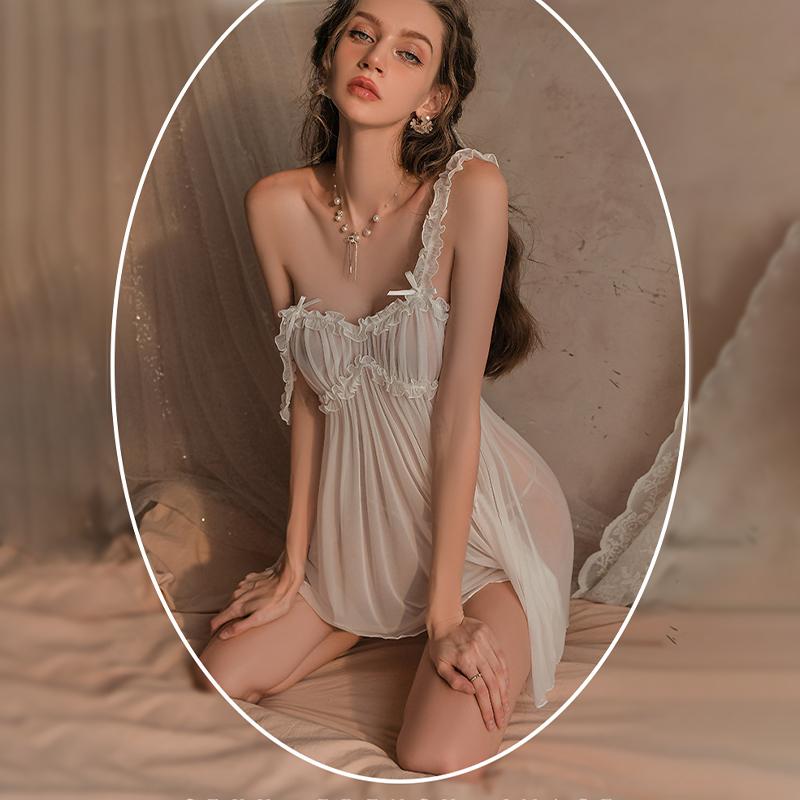 Sexy Lingerie Pure Desire Mesh Nightdress See-Through Sleeveless Uniform Pajamas