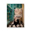 Bath Cat Print Peekaboo Funny Cat Pooping Matisse Painting Poster Wall Decor Toilet Bathroom Bathtube Wall Art Canvas Painting