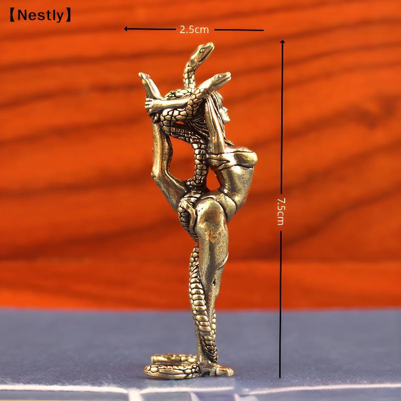 Ottone Solido Ornamenti per Mobili Donna e Serpente Soggiorno Scrivania Animale da Tè Artigianato in Ottone Miniature in Bronzo Decorazione