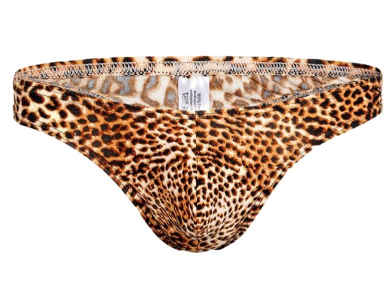 DauStage Leopard Size Men's T-Back Panties, Print, Underwear, 2-Pack (12, 2-Color Set, L)