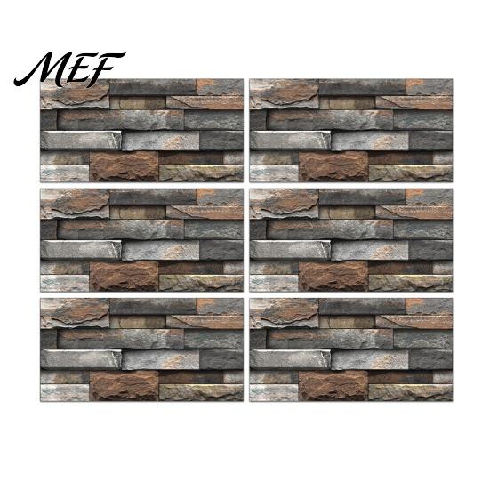 Oil-proof Bathroom Wall Decor 6Pcs Vintage Faux Stone Self?Adhesive Tiles, Waterproof Oil?Proof Backsplash Decorative PVC Film for Kitchen