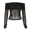 # Sisjuly# Fashion Sexy off-the-Shoulder Mesh See-through Easiest for Match T-shirt Female Stylish Slimming Long Sleeve Top