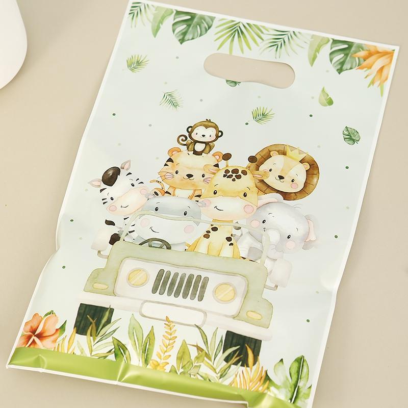 10/20/50pcs Jungle Animals Gift Bag Candy Biscuit Packing Bags, Safari Gift Bag for Guest Kids Birthday Supplies Baby Shower
