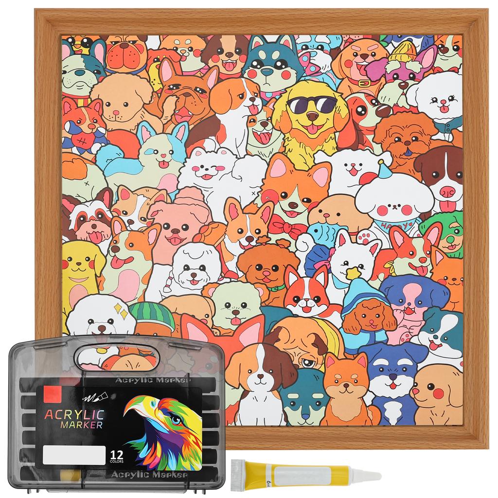 DIY Wooden Puzzle With Frame Cat/Dog/Rabbit Unique Animal Wood Puzzle Hand-Painted Coloring Wooden Puzzle Kid Gifts Home Decor