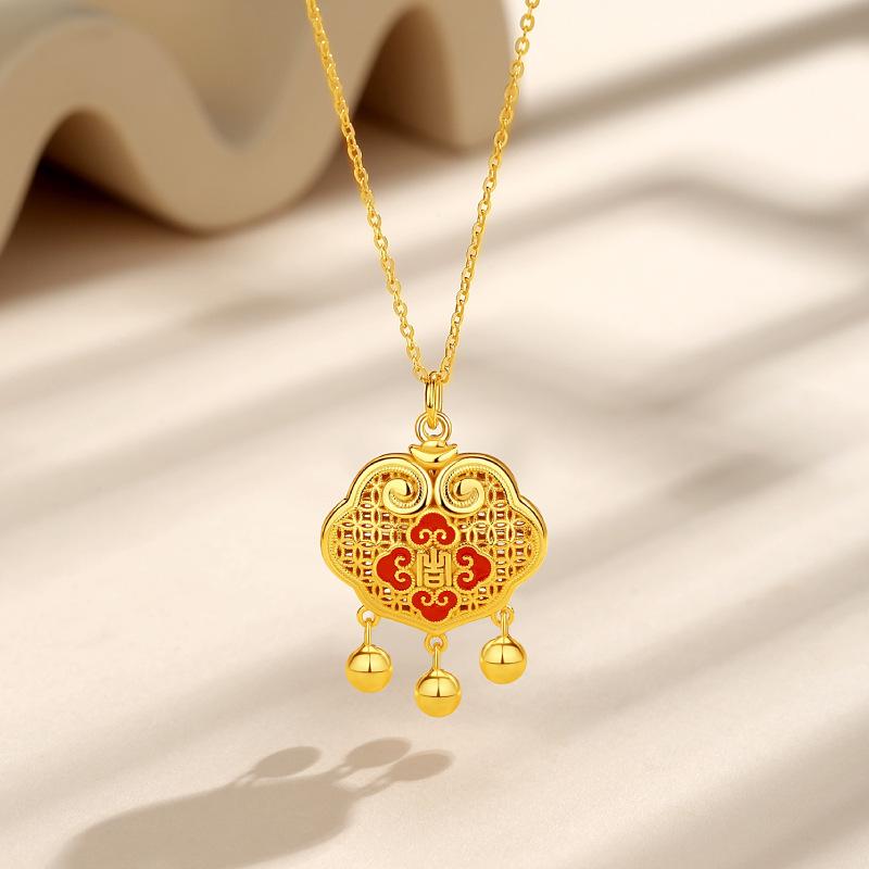 

Ruyi S925 Silver Longevity Lock Necklace - Women s Retro Ethnic Clavicle Chain Jewelry 925 Silver