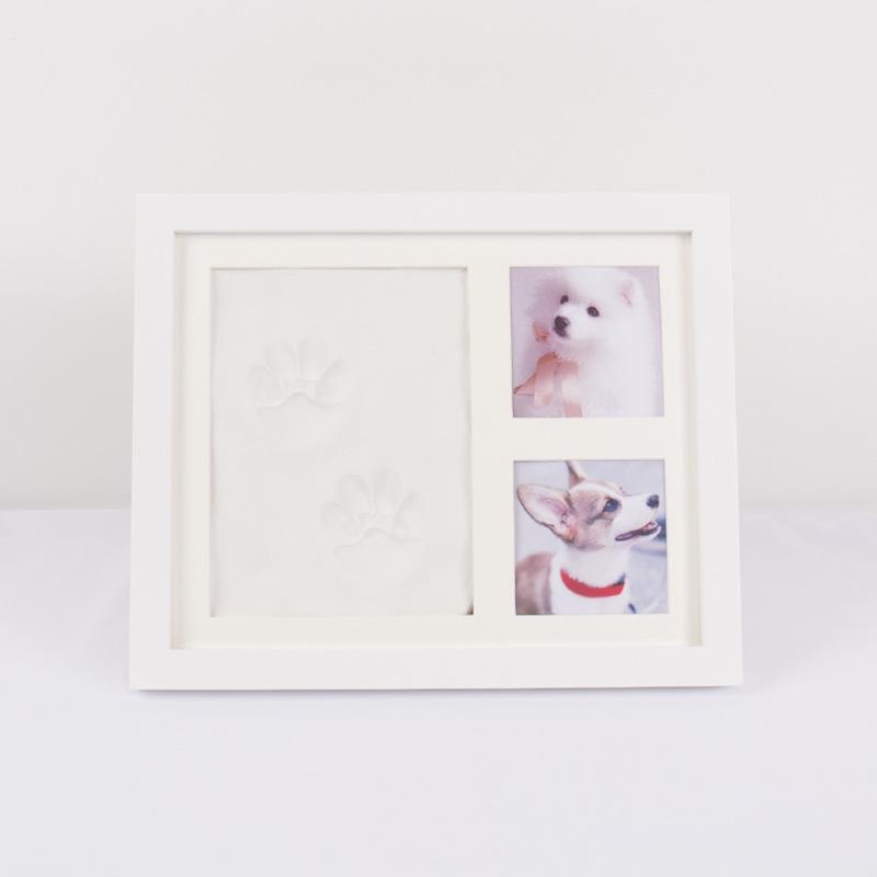 Solid Wood Desk Frame with Pet Paw Print Ink Pad - DIY Souvenir Gift for Cat & Dog Prints