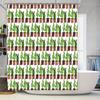 Green Cactus Pattern Shower Curtain, Home Decor, Modern Bath Decoration For Kids Room, Easy Installation In White Fabric Print