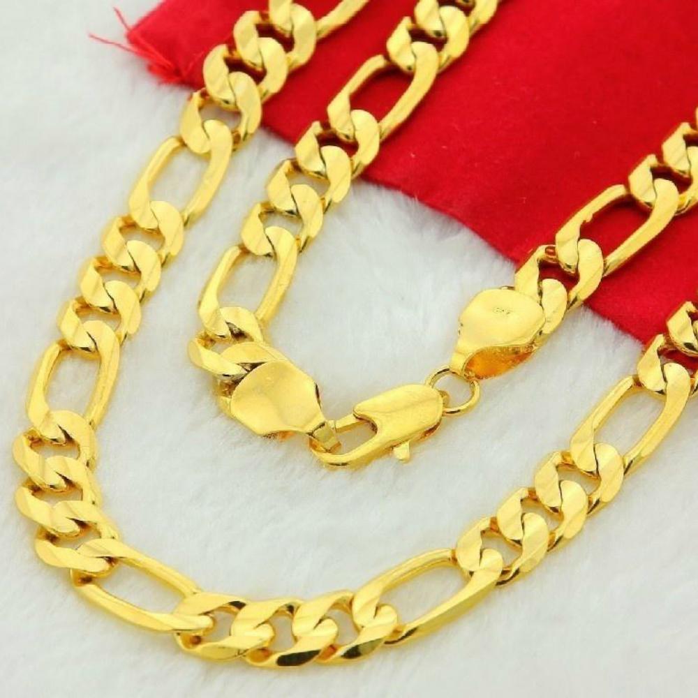 Cuban Flat Figaro Link Necklace Chain 