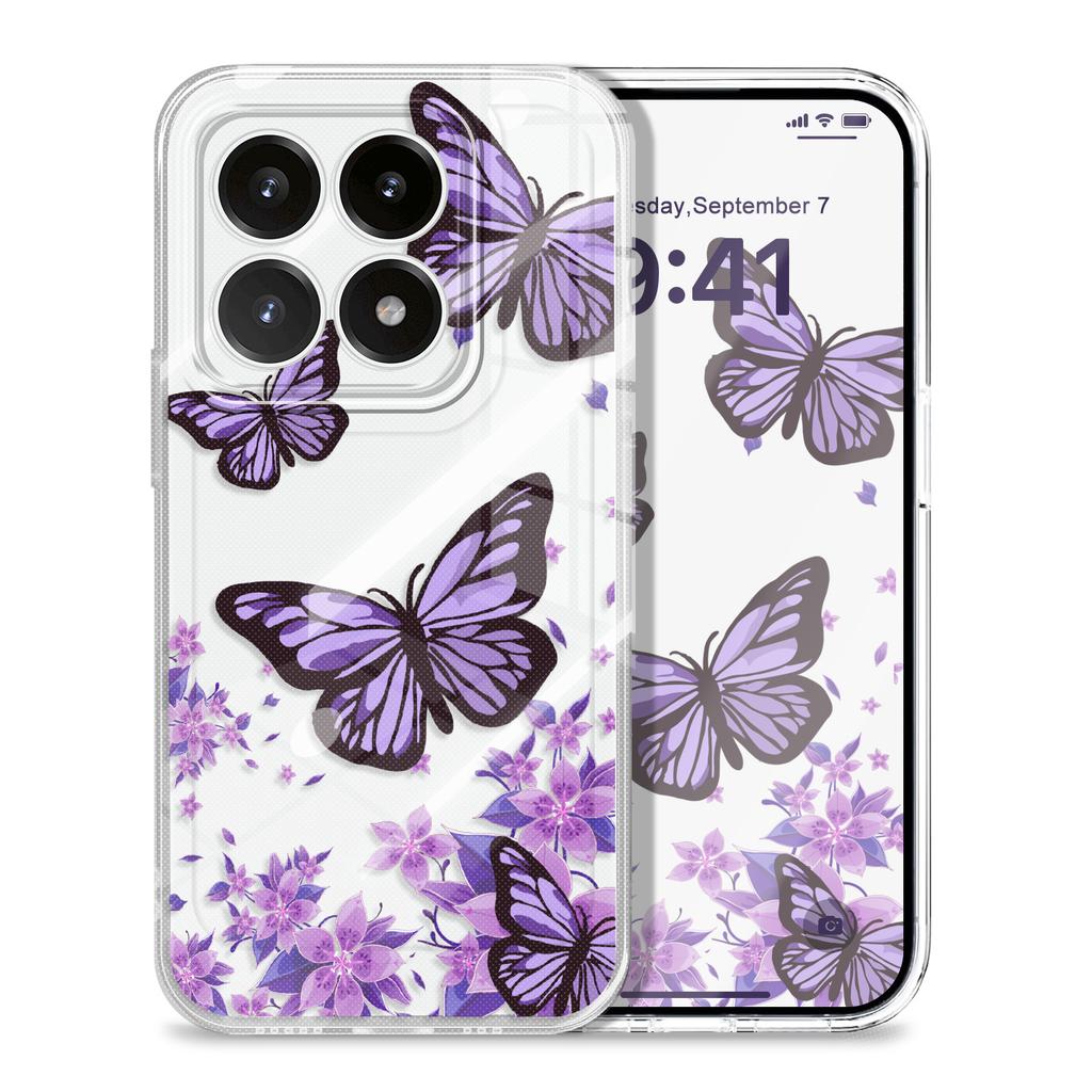 Sky Butterfly Transparent Phone Case For Xiaomi 15 15T 14 14T POCO M7 X7 F7 M6 X6 Pro Ultra 4G 5G Soft TPU Cover