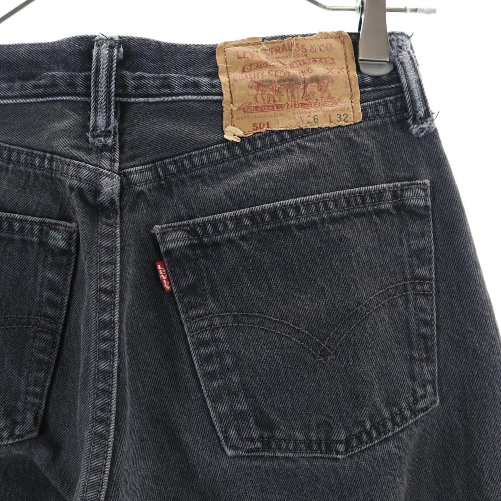 Levi's 90s USA made black denim 501 Straight denim pants W26 Button fly Women Used