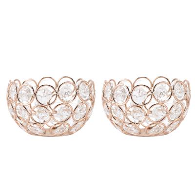 2Pcs Crystal Metal Bowl Candle Holders Round Anti Slip Base Stylish Simple Party Decoration for Home Office Decor Gifts