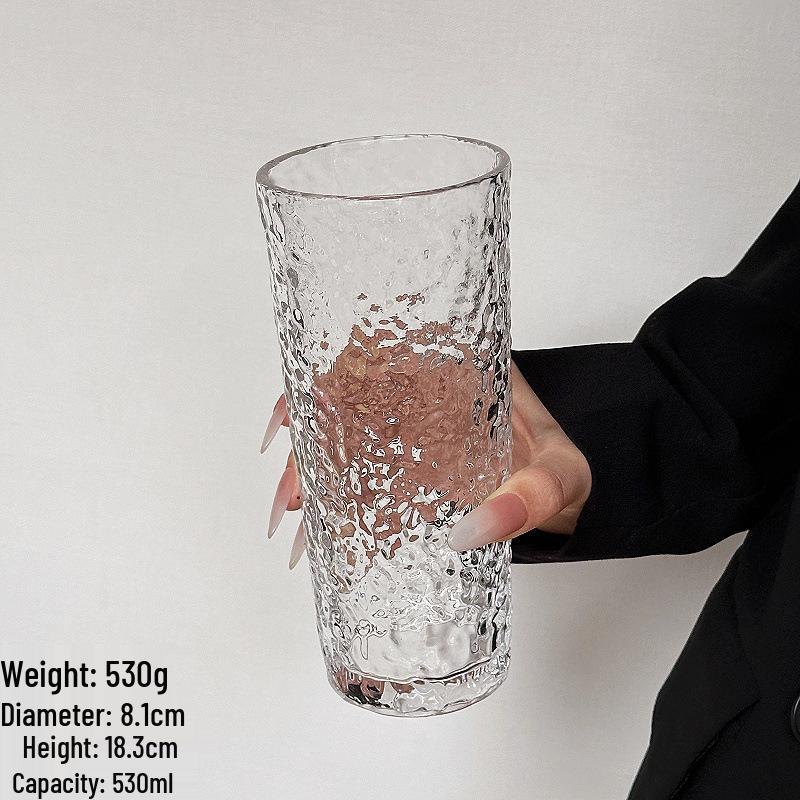 Large Capacity Transparent Glass Straw Cup with Lid for Office Drinks: Milk Tea, Coffee, Americano, Latte, Juice