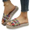 European & American Bohemian Thick-Sole Sandals: Colorful Ribbon, Women's Round-Head Slippers