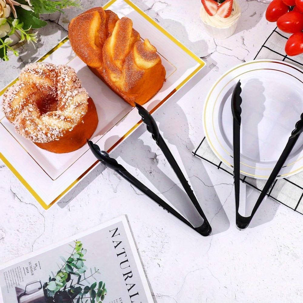 Black Plastic Pliers 10pcs - Suitable for Heavy-Duty Hard Plastic Tableware Set (Bulk Reusable/Disposable), Ideal for Kitchen Party & Catering