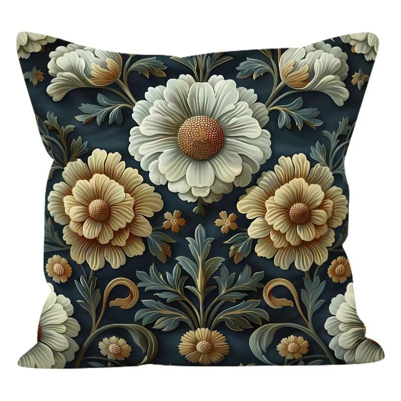 Artistic Floral Print Pattern Home Decor Pillowcase Bedroom Living Room Sofa Decoration Polyester Cushion Cover With Zipper