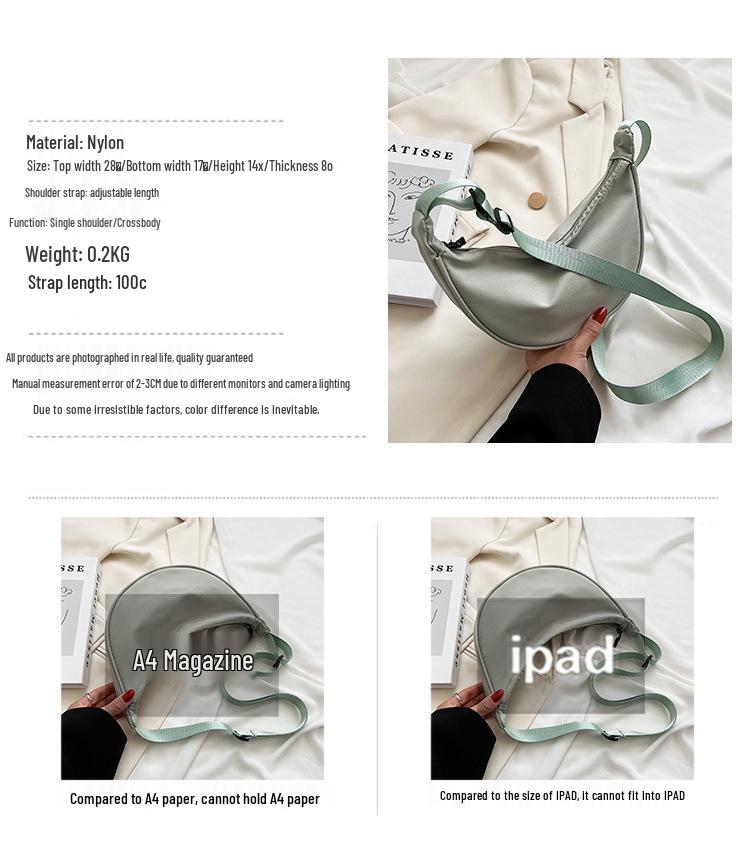 Nylon Crossbody Gyoza Bag: Lightweight, Versatile, Large Capacity Canvas Shoulder Bag for Women