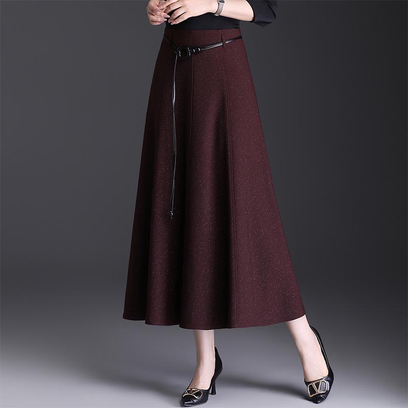 2026 Spring Women's High Waist A-Line Mid-Length Skirt with Wide Hem