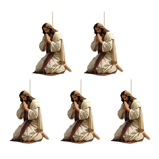 Yousheng 2D Acrylic Jesus Christ Ornament Car Rearview Mirror Hanging Decor Auto Interior Religious Gift for Christian Retro Faith Accessories