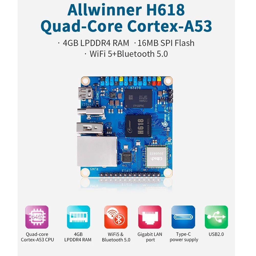 Allwinner H618 Development Board 1/1.5/2/4GB RAM DDR4 Single Board Computer  Development